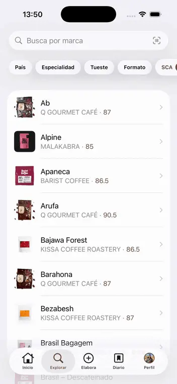 Buscador de cafés de especialidad con filtros avanzados