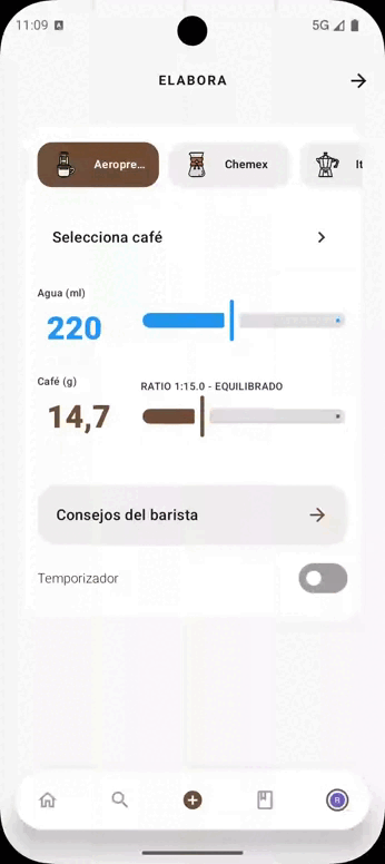 Cómo elaborar mejor tu café con guía visual y temporizador