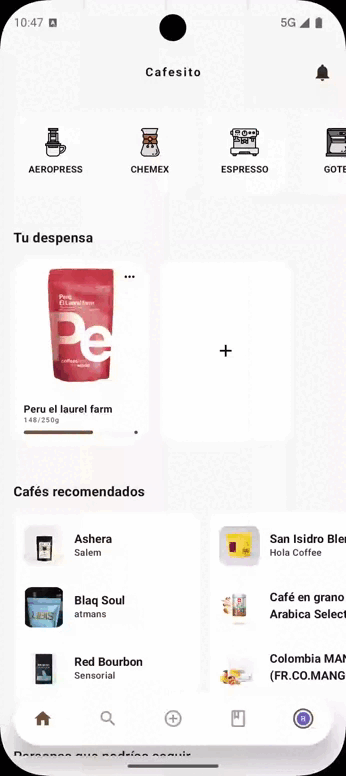 Acceso a métodos de extracción de café