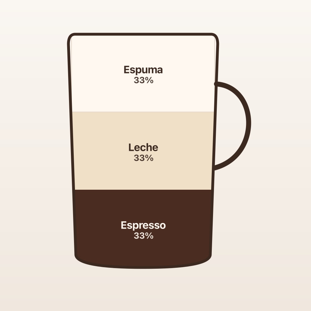 Diagrama de proporciones: Cappuccino (taza en corte)